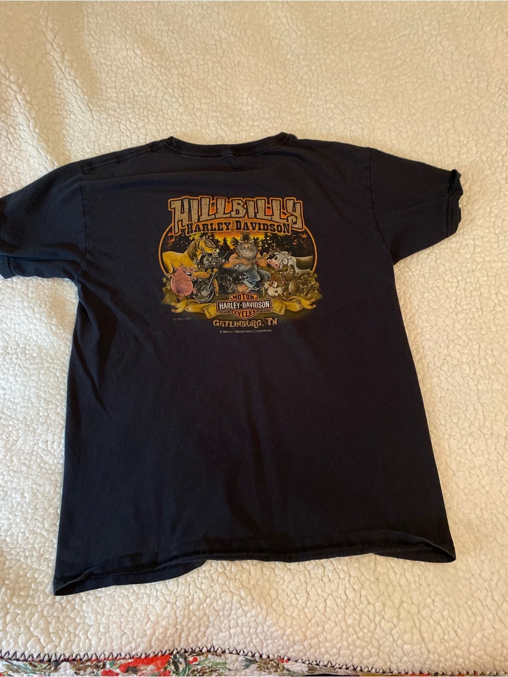 Harley-Davidson Black Tee with Yellow Hillbilly Logo - Picture 6 of 13
